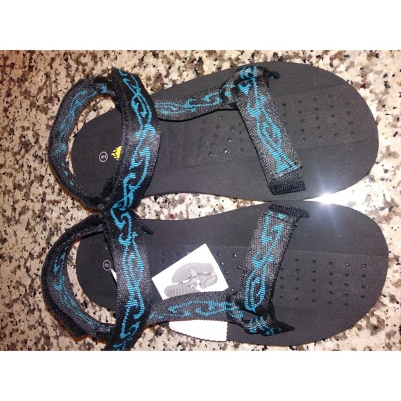 Aloha Island Sport Sandals~Water Shoes~Black/Blue~Adjustable~Womens 9 NEW w/Tags - Picture 4 of 4